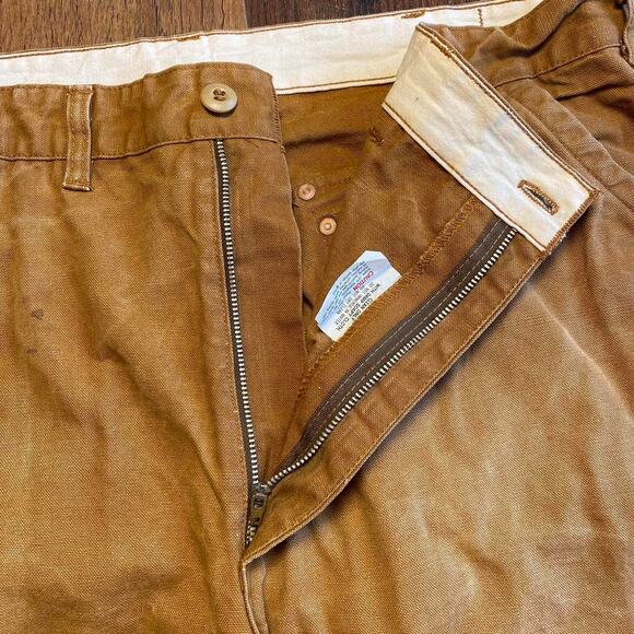 Vintage 90s SafTbak Brown and Army Green Double Knee Wide Leg Baggy Canvas Pants - Picture 4 of 6